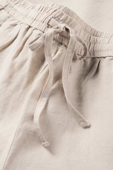 Damen - Stoffhose - Mid Waist - Tapered Leg - Leinen-Mix - beige