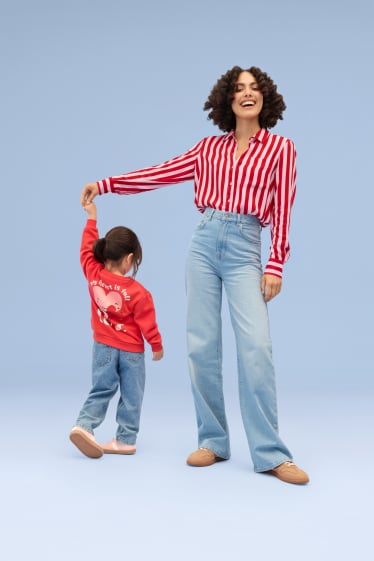 Femmes - Wide leg jean - high waist - jean bleu clair