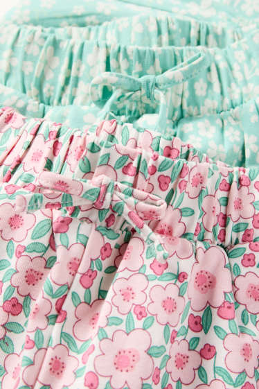 Kinder Mädchen - Multipack 2er - Blume - Jogginghose - Jersey - grün / rosa