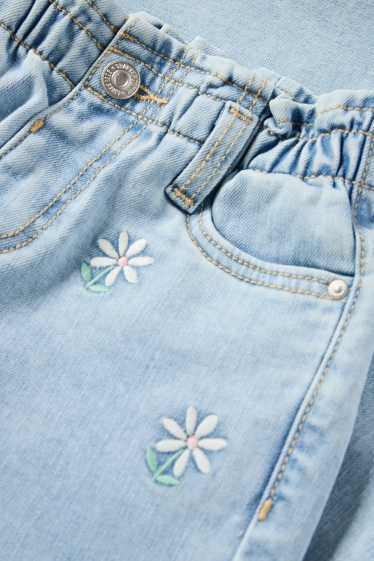 Kinder Mädchen - Blume - Relaxed Jeans - LYCRA® - helljeansblau