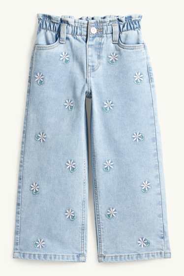 Kinder Mädchen - Blume - Relaxed Jeans - LYCRA® - helljeansblau