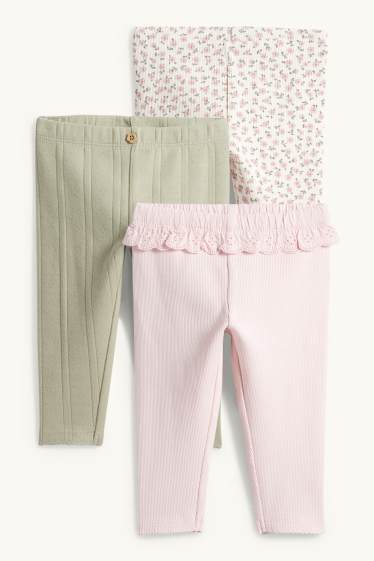 Nadó nena - Paquet de 3 - leggings per a nadó - acanalats - rosa
