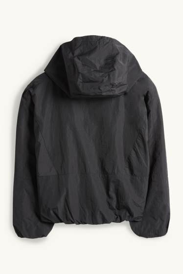 Kinder Mädchen - Jacke mit Kapuze - wasserabweisend - schwarz