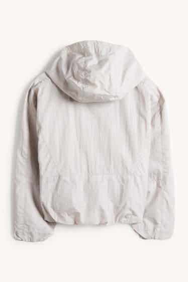 Kinder Mädchen - Jacke mit Kapuze - wasserabweisend - hellgrau