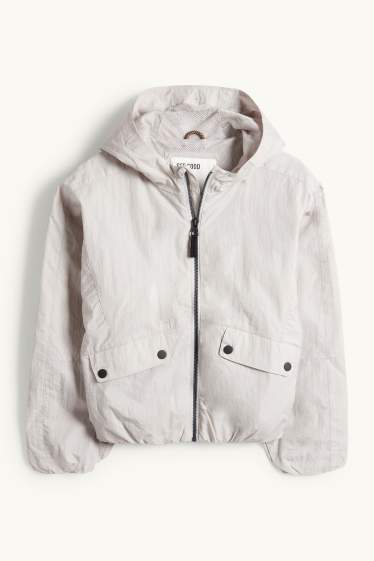 Kinder Mädchen - Jacke mit Kapuze - wasserabweisend - hellgrau