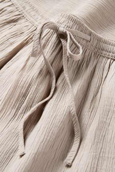 Women - Cloth trousers - mid-rise waist - wide leg - taupe