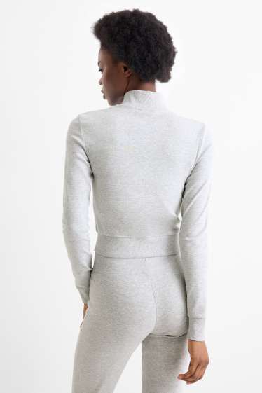 Femmes - Sweat zippé court - gris