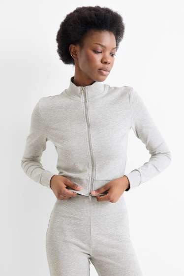 Femmes - Sweat zippé court - gris