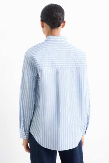 Damen - Hemdbluse - gestreift - hellblau