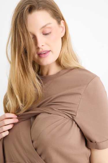 Damen - Still-T-Shirt-Kleid - hellbraun