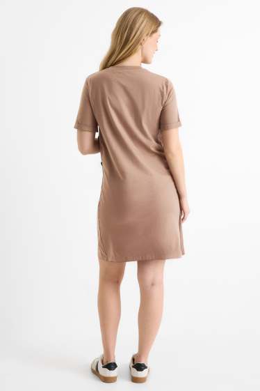 Damen - Still-T-Shirt-Kleid - hellbraun