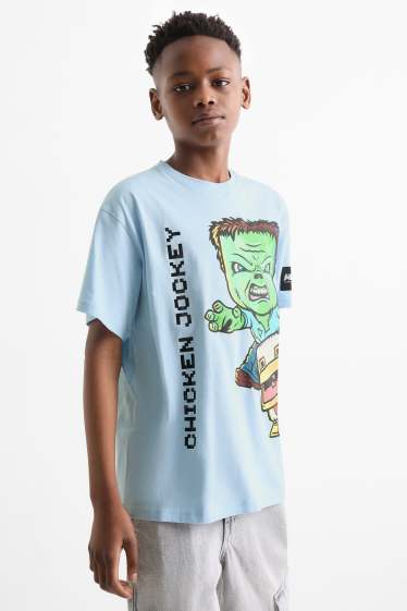 Niños - Minecraft - camiseta de manga corta - azul claro