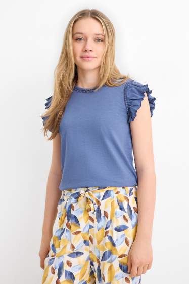 Kinder Mädchen - Kurzarmshirt - dunkelblau