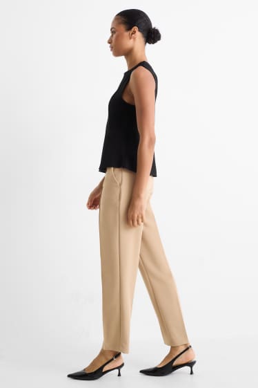 Dames - Pantalon - mid waist - slim fit - lichtbruin
