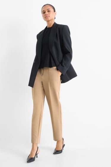 Dames - Pantalon - mid waist - slim fit - lichtbruin