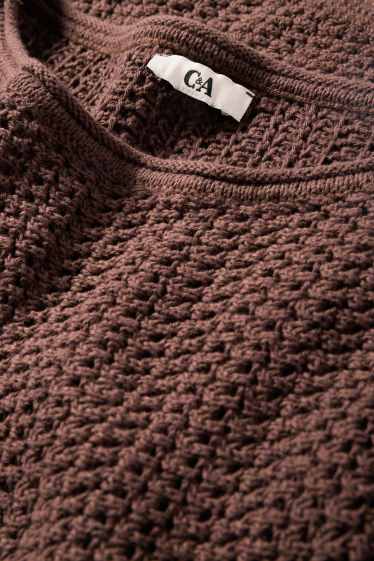 Femmes - Pull - texturé - marron foncé