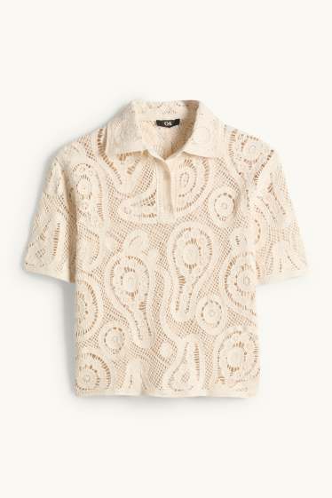 Women - Crocheted jumper - cremewhite