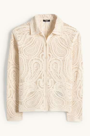 Damen - Crochet-Cardigan - cremeweiß