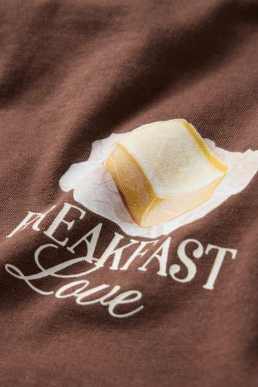 Dames - T-shirt - oversized - donkerbruin