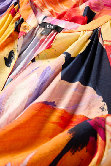 Dona - Vestit de línia A amb escot en punta - de flors - multicolor