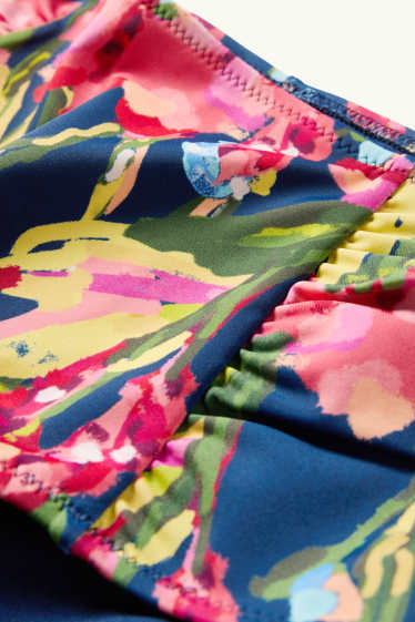 Women - Bikini bottoms - high waist - LYCRA® XTRA LIFE™ - floral - dark blue