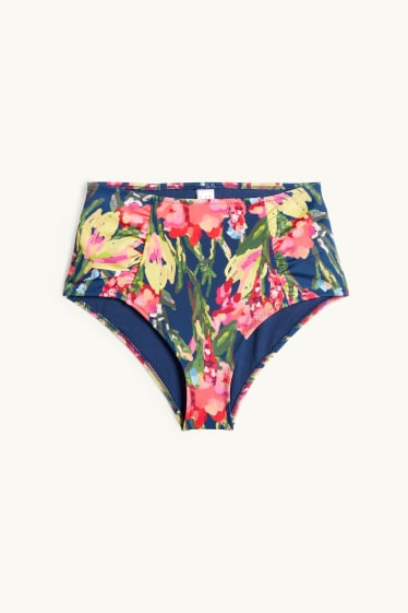 Women - Bikini bottoms - high waist - LYCRA® XTRA LIFE™ - floral - dark blue