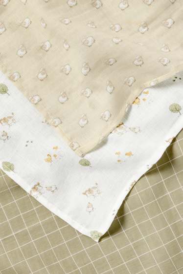 Baby Boys - Multipack of 3 - barnyard - baby muslin square - white / green