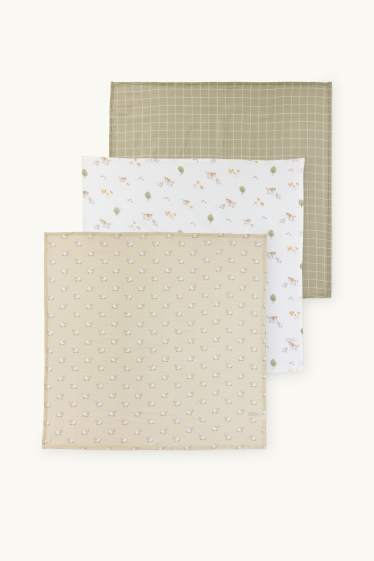 Baby Boys - Multipack of 3 - barnyard - baby muslin square - white / green