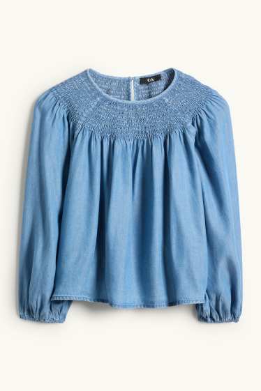 Mujer - Blusa - look vaquero - fruncida - azul