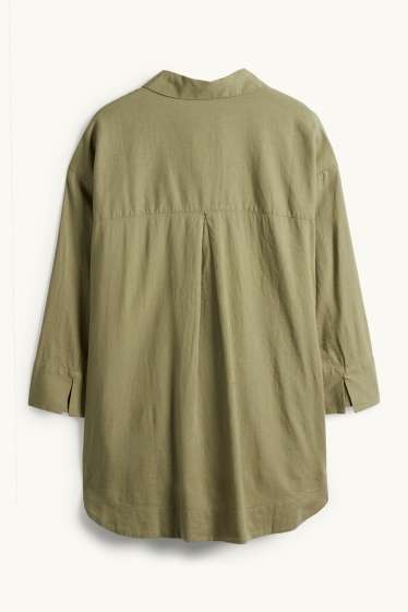 Damen - Bluse - Leinen-Mix - khaki