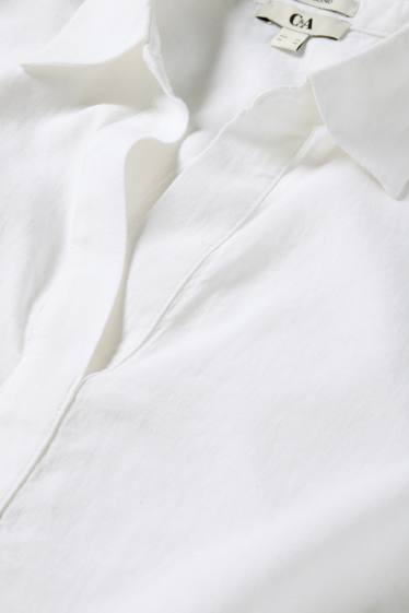 Damen - Bluse - Leinen-Mix - weiß