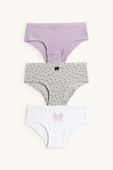 Kinder Mädchen - Multipack 3er - Schleife - Slip - weiß / rosa