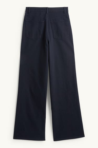 Femmes - Pantalon en toile - high waist - wide leg - bleu foncé