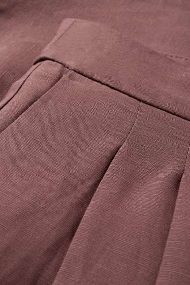 Mujer - Pantalón de oficina con parte de lino - high waist - regular fit - marrón