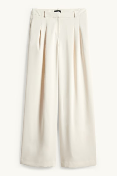 Damen - Business-Hose - Mid Waist - Straight Leg - cremeweiß