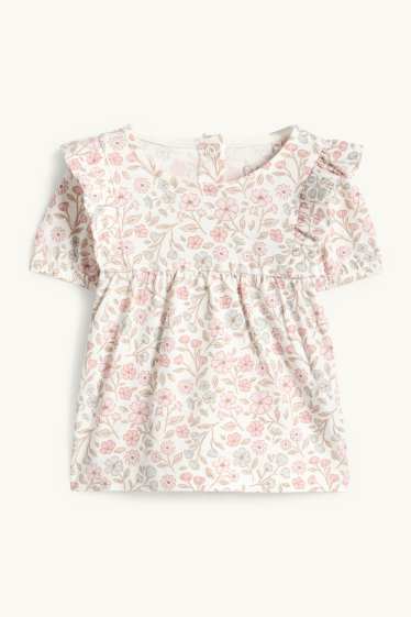 Bébés filles - Petites fleurs - tenue bébé - 3 pièces - blanc / rose