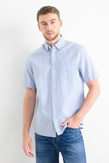 Hommes - Chemise - regular fit - col button-down - bleu clair