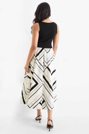 Dames - Fit & flare-jurk - zwart / beige