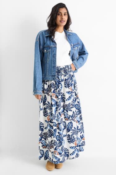 Dona - Faldilla - estampada - blau fosc / blanc