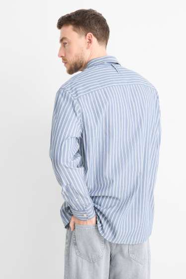 Hommes - Chemise - relaxed fit - col kent - à rayures - bleu / blanc