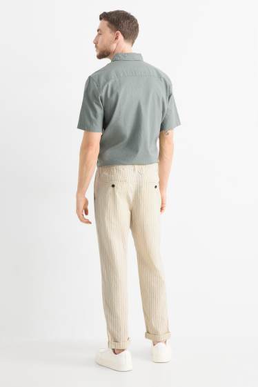 Herren - Chino - Leinen-Mix - Nadelstreifen - cremefarben