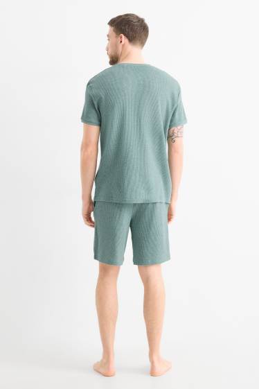 Herren - Shorty-Pyjama - strukturiert - grün