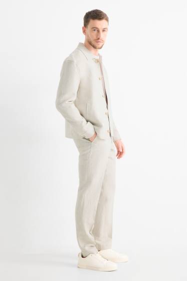 Hombre - Pantalón de vestir - regular fit - mezcla de lino - beige claro