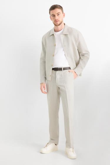 Hombre - Pantalón de vestir - regular fit - mezcla de lino - beige claro
