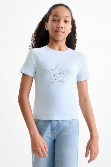 Bambine - Stella - t-shirt - azzurro