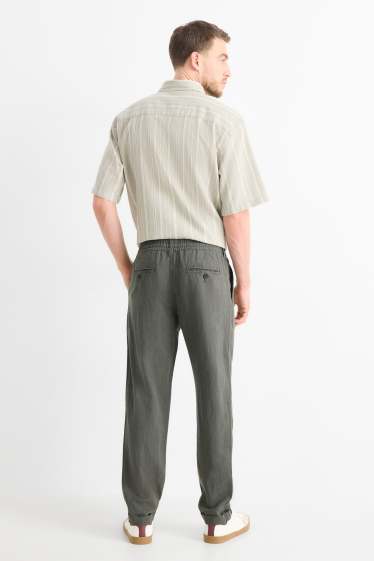 Herren - Chino - Tapered Fit - Leinen-Mix - dunkelgrün