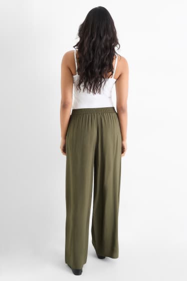 Femmes - Pantalon de bureau - high waist - wide leg - vert