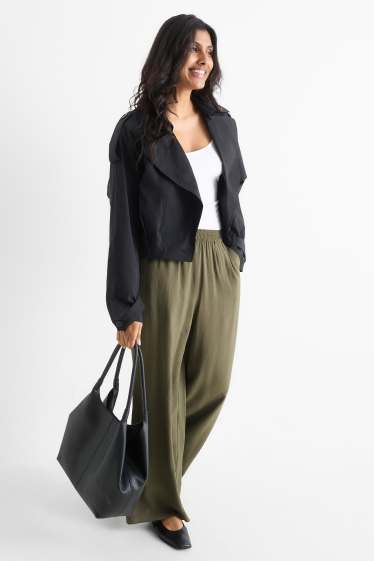 Femmes - Pantalon de bureau - high waist - wide leg - vert