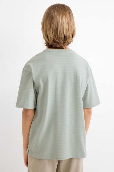 Enfants garçons - T-shirt - à rayures - finition texturée - vert menthe