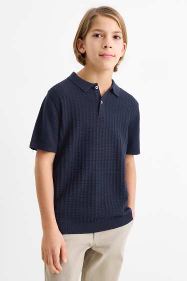 Copii - Băieți - Tricou polo - structurat - albastru închis